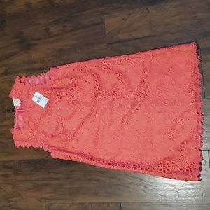 Kate Spade Peach Sherbet Shore Thing Floral Lace Shift Mini Dress Size 0